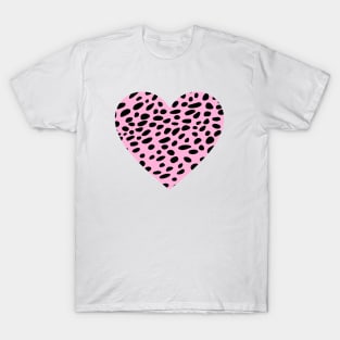 Cheetah Leopard Print Pink Heart T-Shirt